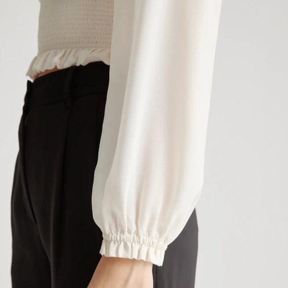 Quince Chiffon Cropped Smocked Blouse - Picture 4 of 7